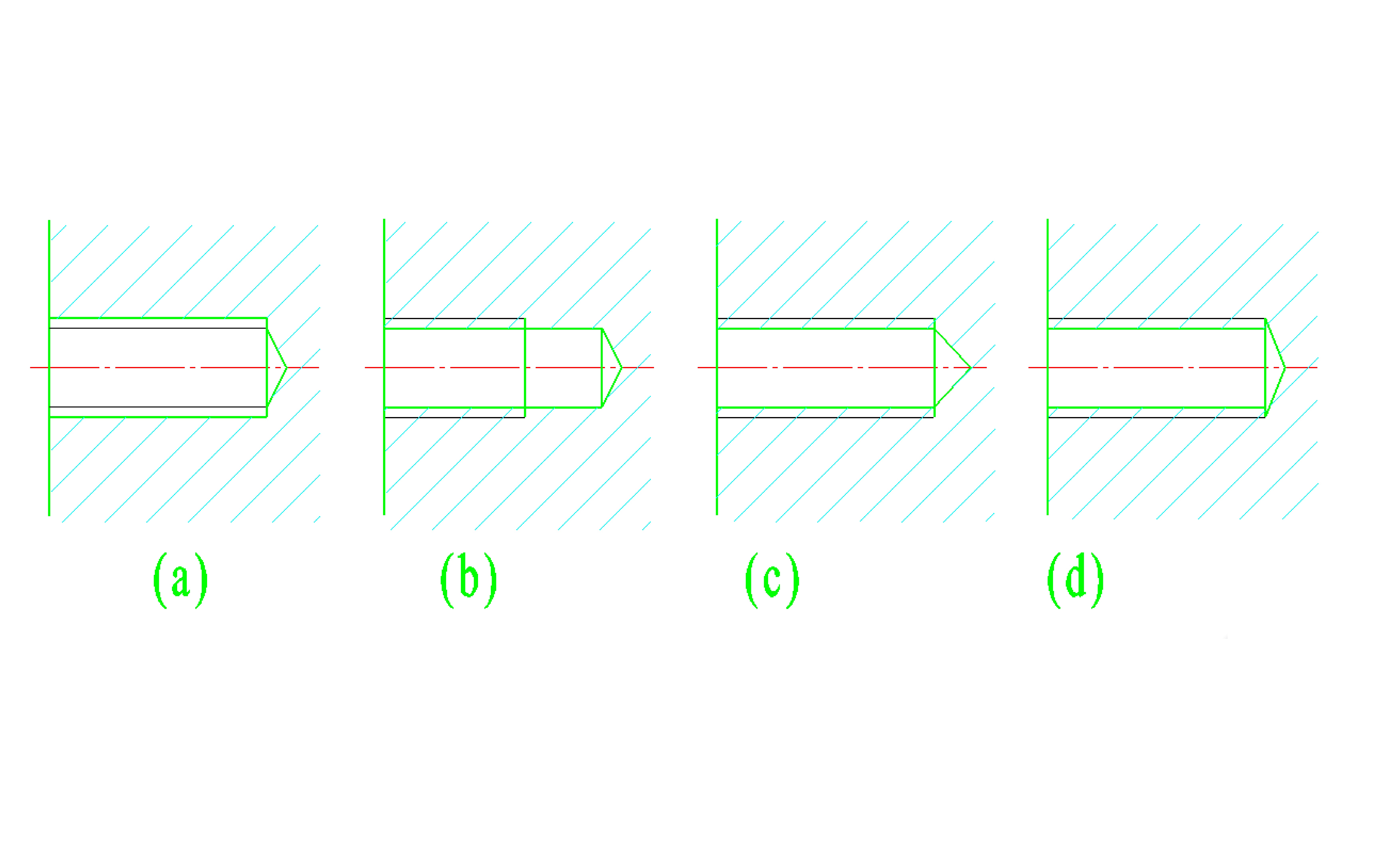 请选择正确的内螺纹盲孔画法(3)单选题d  (d)c  (c)b  (b)a  (a)请